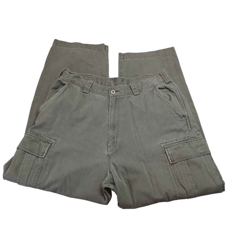 Lee Dungarees Mens Cargo Pants Olive Green Cotton Relaxed Fit 35x30 401-3231
